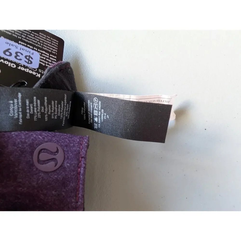 NWT Lululemon City Keeper Gloves Size L/XL HTGT Purple Fleece-Lined